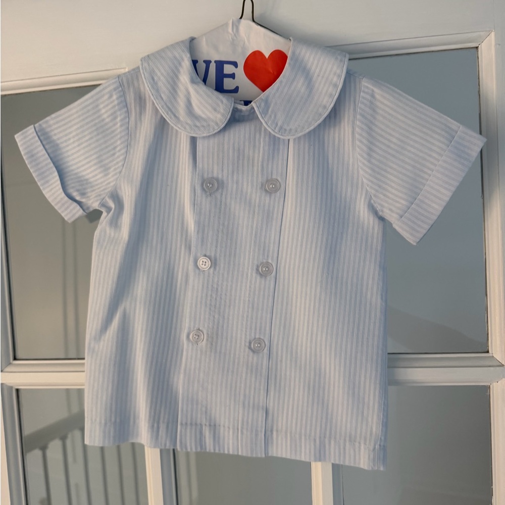 Charming Light Blue Striped Kids Button-Down Shirt